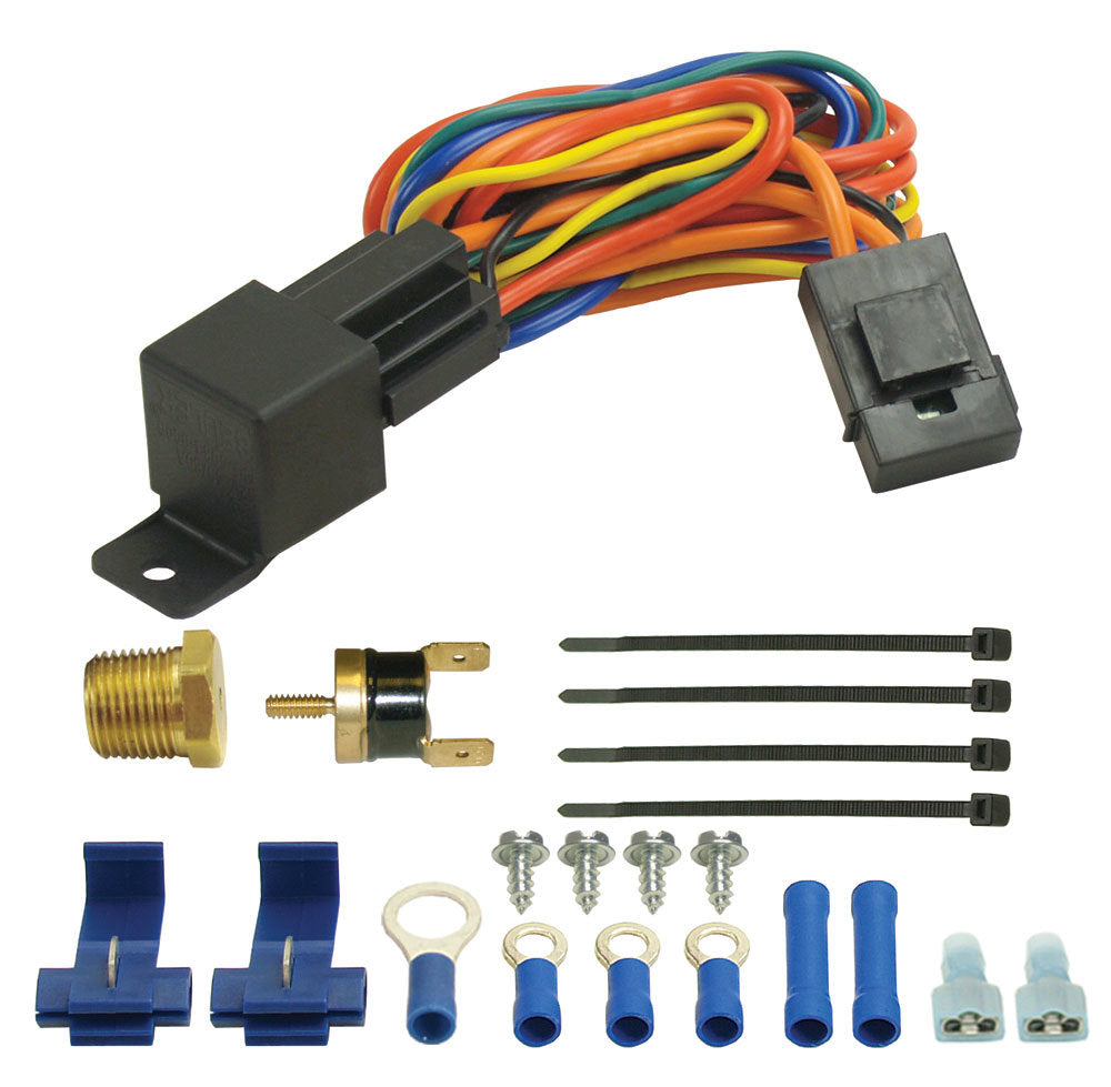 Derale 16739 Fan Controller with Pipe Thread Probe, 180 Degree F On, 165 Degree F Off, 3/8 Inch NPT Temperature Sensor, 25 Amp Relay Kit
