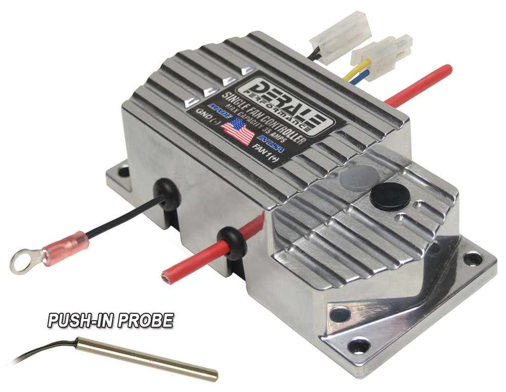 Derale Single Fan Controller 16778 with Adjustable Temperature Range and Push-In Sensor