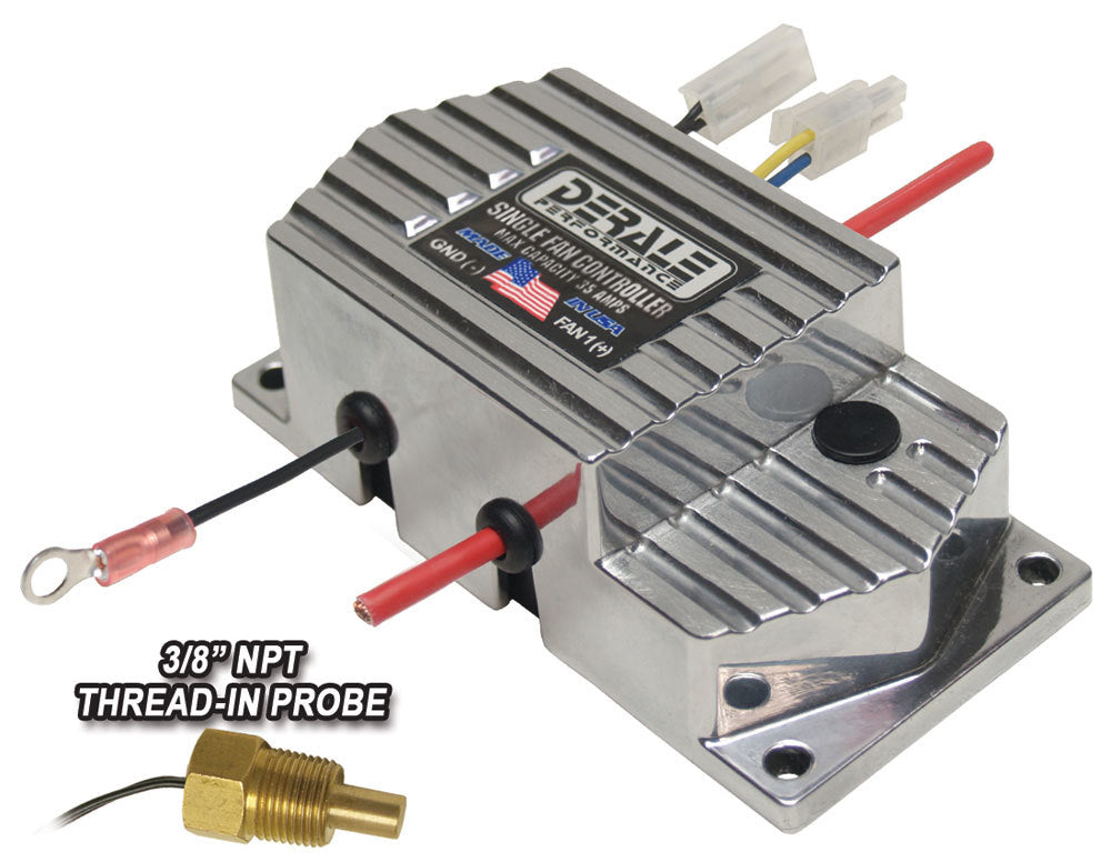 Derale Part 16779 Single Fan Controller with Adjustable Temperature Activation, 150-240°F Range, 35 Amp Capacity