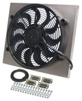 DERALE 16821 Electric Cooling Fan with Aluminum Shroud Assembly, 17-Inch Puller Fan, 2400 CFM, 12V Curved Blade