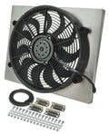 DERALE Radiator Fan with Aluminum Shroud Assembly, 17-Inch Puller Fan, 2400 CFM, 12V, Curved Blade