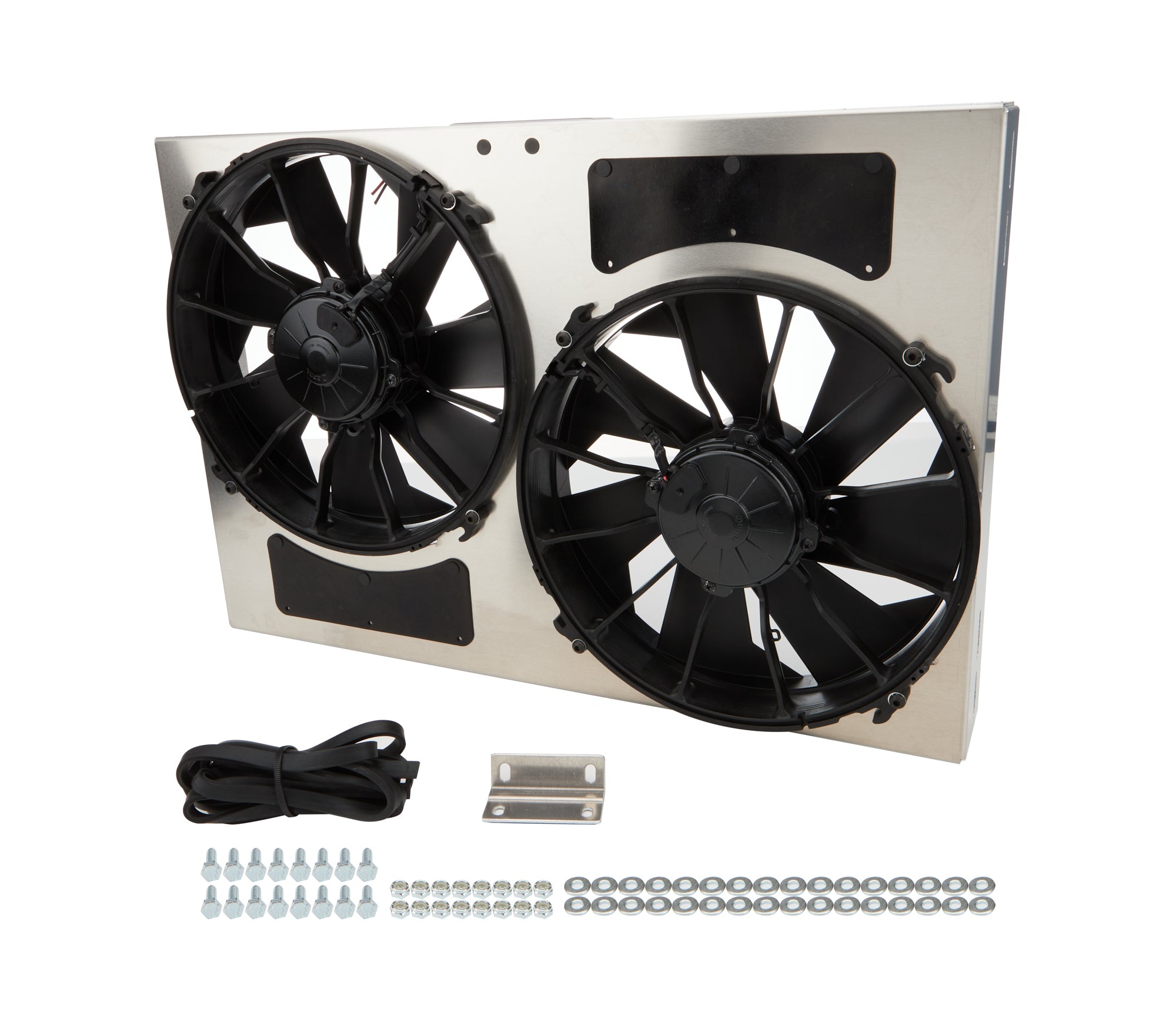 Derale Dual Radiator Fan Kit with Aluminum Shroud 12V 12-Inch Puller Fans, 4000 CFM