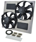 Derale Dual Radiator Fan Assembly with Aluminum Shroud Part 16830, 11-Inch Dual Puller Fans, 3750 CFM, 12V, Curved Blades