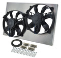 Derale 16831 Dual Radiator Cooling Fan Kit with Aluminum Shroud, 11-inch Dual Puller Fans, 3750 CFM, 12V, Curved Blade