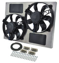 Derale 16833 Dual Radiator Fan Assembly with Aluminum Shroud, 11-Inch Dual Puller Fans, 3750 CFM, 12V, Curved Blades, 24 x 17 Inches