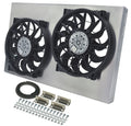 Derale Dual Radiator Fan with Aluminum Shroud Assembly Part 16838, 12 Inch Curved Blade, 4000 CFM, 12V Puller Fan Kit