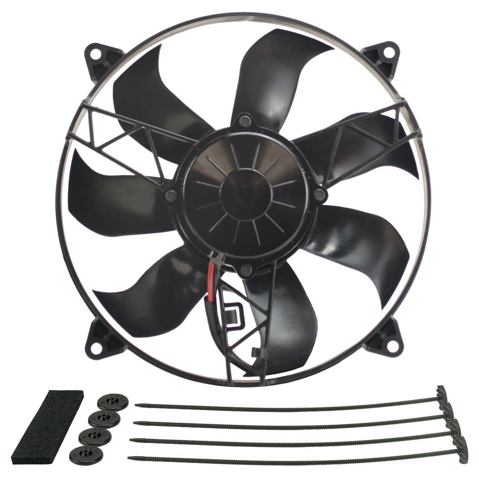 Derale 16918 12-Inch High Output Rad Fan Single Puller with 1650 CFM Airflow and Curved Blade