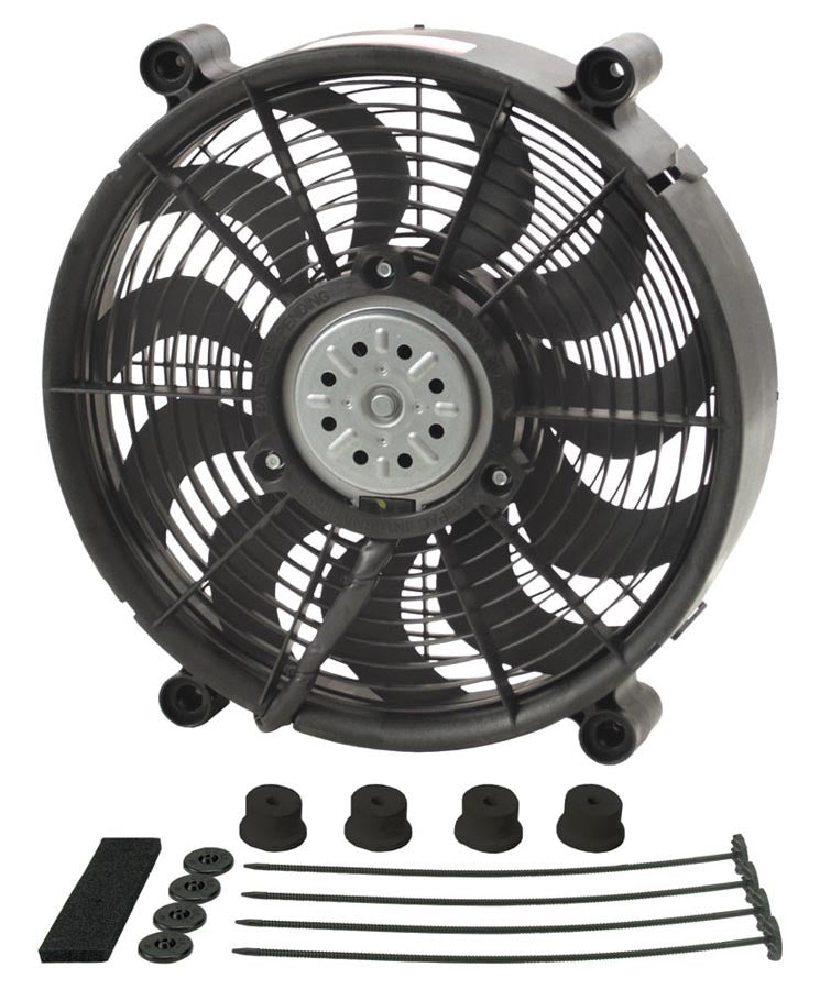Derale 18212 12-Inch High Output Electric Cooling Fan Kit with 1450 CFM, 12V, Curved Blade, Push/Pull Configuration