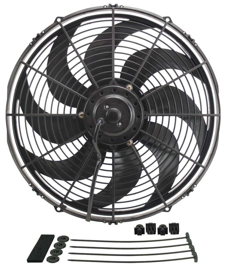 Derale 18916 16-Inch Dyno-Cool Curved Blade Electric Fan with 1980 CFM for High-Performance Cooling