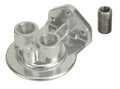 Derale Oil Filter Mount 25708 with Ports Up, 1/2 Inch NPT Female, 3/4-16 Inch Center Thread, Aluminum Polished