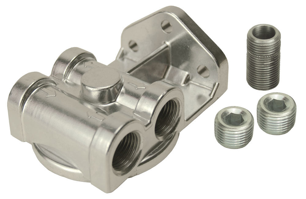 Derale Oil Filter Mount 25709 Side Port Style Aluminum Polished for Universal Applications