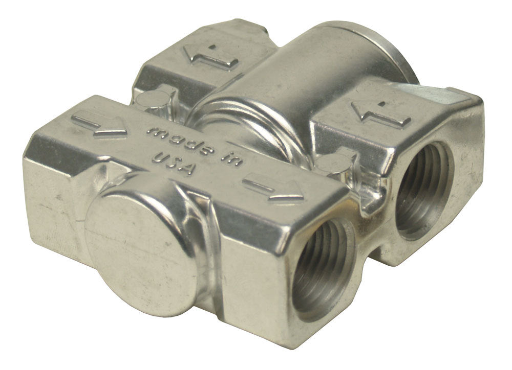Derale Part 25719 Fluid Control Thermostat with Dual 1/2 Inch NPT Female Inlets and Outlets, Aluminum Finish