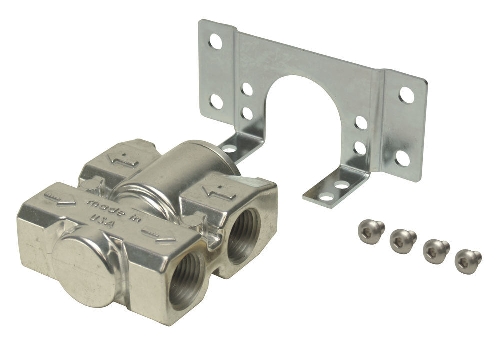 Derale 25792 Remote Oil Thermostat with Dual 1/2 Inch NPT Inlets and Outlets, Aluminum Polished Finish