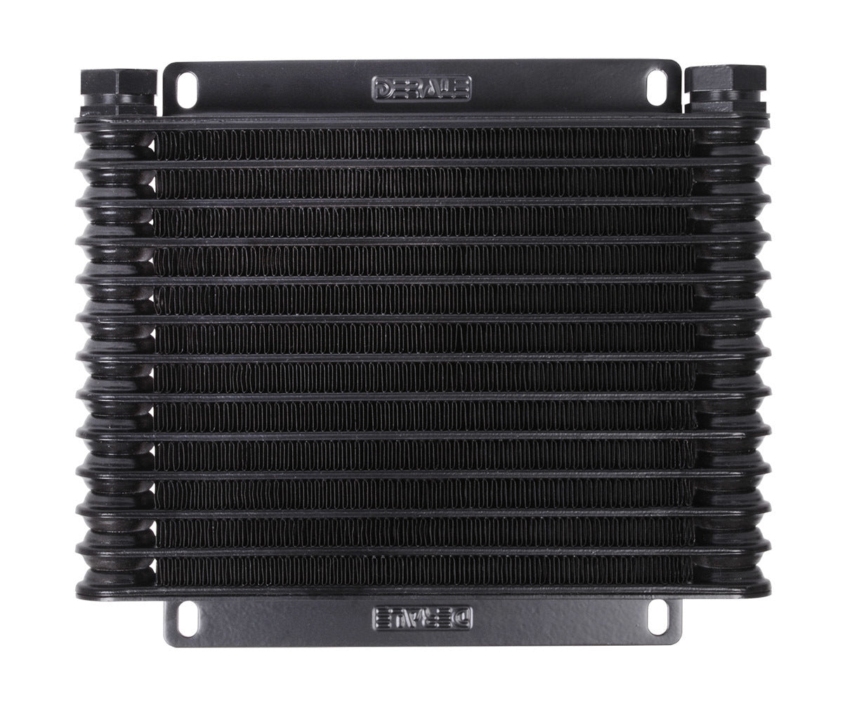 Derale 33603 13-Row Plate and Fin Oil Cooler with 9.75 x 8.44 Inches Aluminum Black Anodized Finish, 1/2 Inch NPT Female Fittings