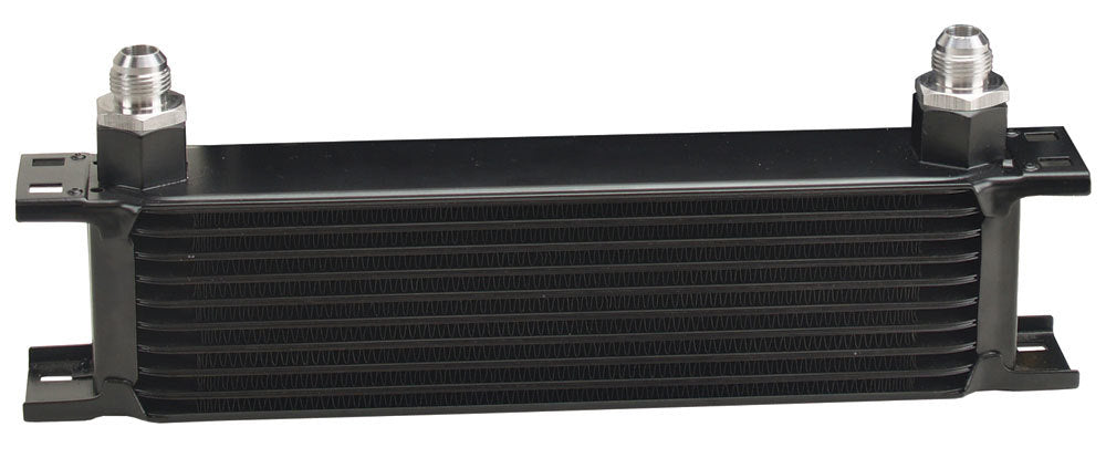 Derale Fluid Cooler 51008 13 x 4.563 x 2 Inch Plate Type with 10 AN Female O-Ring Inlets and 8 AN Male Adapters, Aluminum Black Powder Coat, Universal