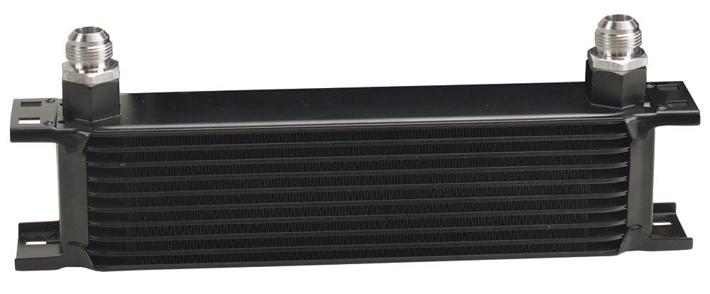 Derale 51010 Stack Plate Oil Cooler 10 AN Female O-Ring Inlet/Outlet Aluminum Black Powder Coat