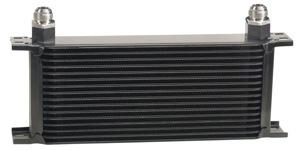 Derale 51610 16-Row Transmission and Oil Cooler with 10 AN Female O-Ring Inlet and Outlet, Aluminum, Black Powder Coat