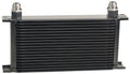 Derale 51910 19-Row Stack Plate Oil Cooler with 10AN Female O-Ring Inlet and Outlet, Aluminum, Black Powder Coat