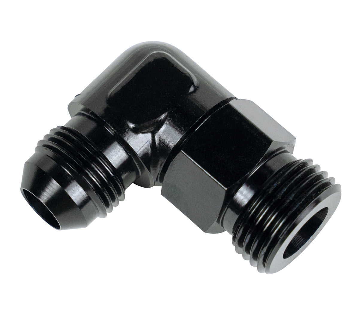 Derale 59510 90 Degree 7/8-14 to -10AN Male Fitting Aluminum Black Anodized