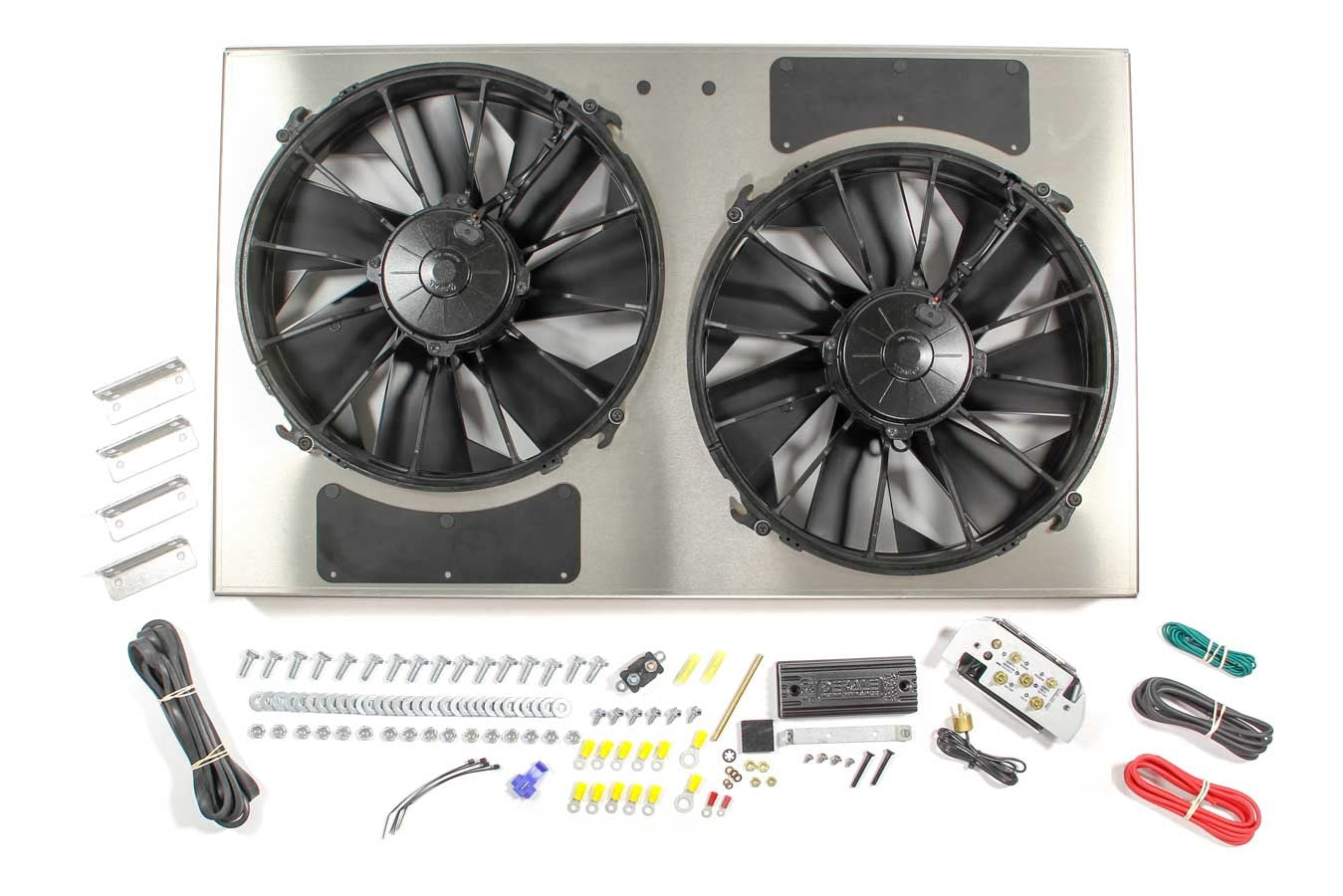 Derale PWM Dual Radiator Fan and Aluminum Shroud Assembly Part 66838, 12-Inch Dual Puller Fans with 4000 CFM Airflow