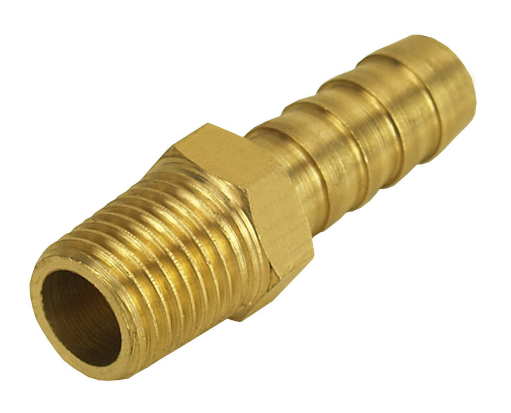 Derale 98100 Straight Hose Barb Fitting 1/4 Inch NPT Male to 3/8 Inch Hose Barb Brass