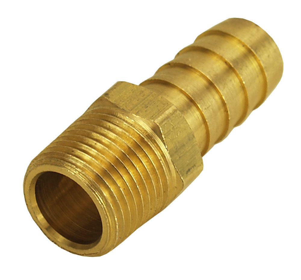 DERALE 98102 Straight Hose Barb Fitting 3/8 in NPT Male to 1/2 in Hose Barb Aluminum Black Anodized