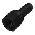 DERALE 98200 -6AN Female Swivel to 3/8 Inch Hose Barb Fitting in Black Anodized Aluminum