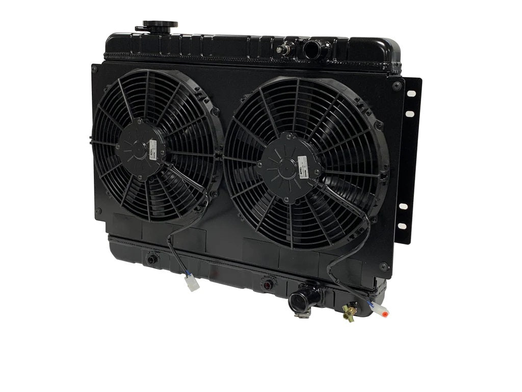 Dewitts Radiator 32-6239002A with Dual Fans for Chevrolet Chevelle 1964-1967 LS Manual Transmission, Aluminum Black Finish