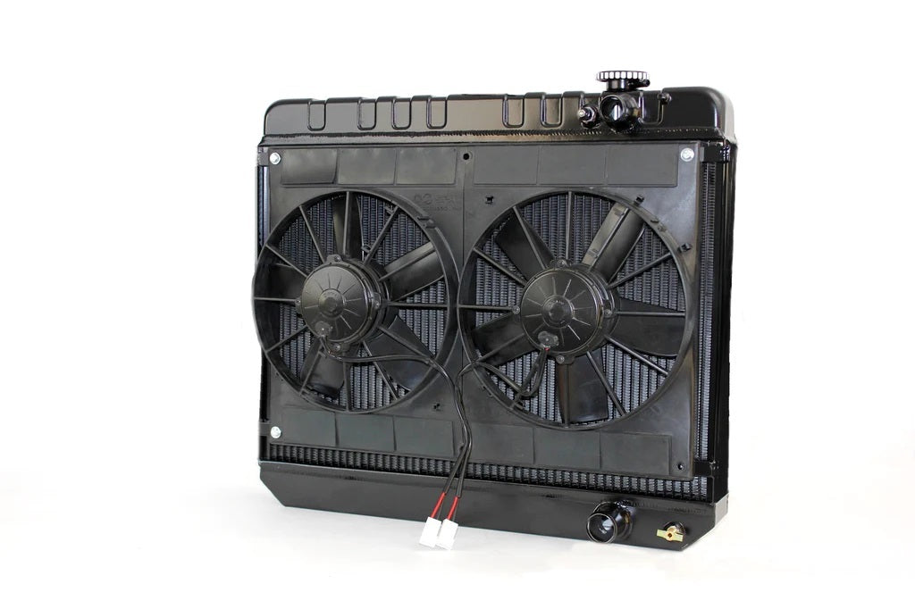 Dewitts Radiator 32-6239017M Aluminum Radiator with Dual Fans for GM C-10 Truck 1963-1966, Passenger Side Inlet and Outlet, Manual Transmission