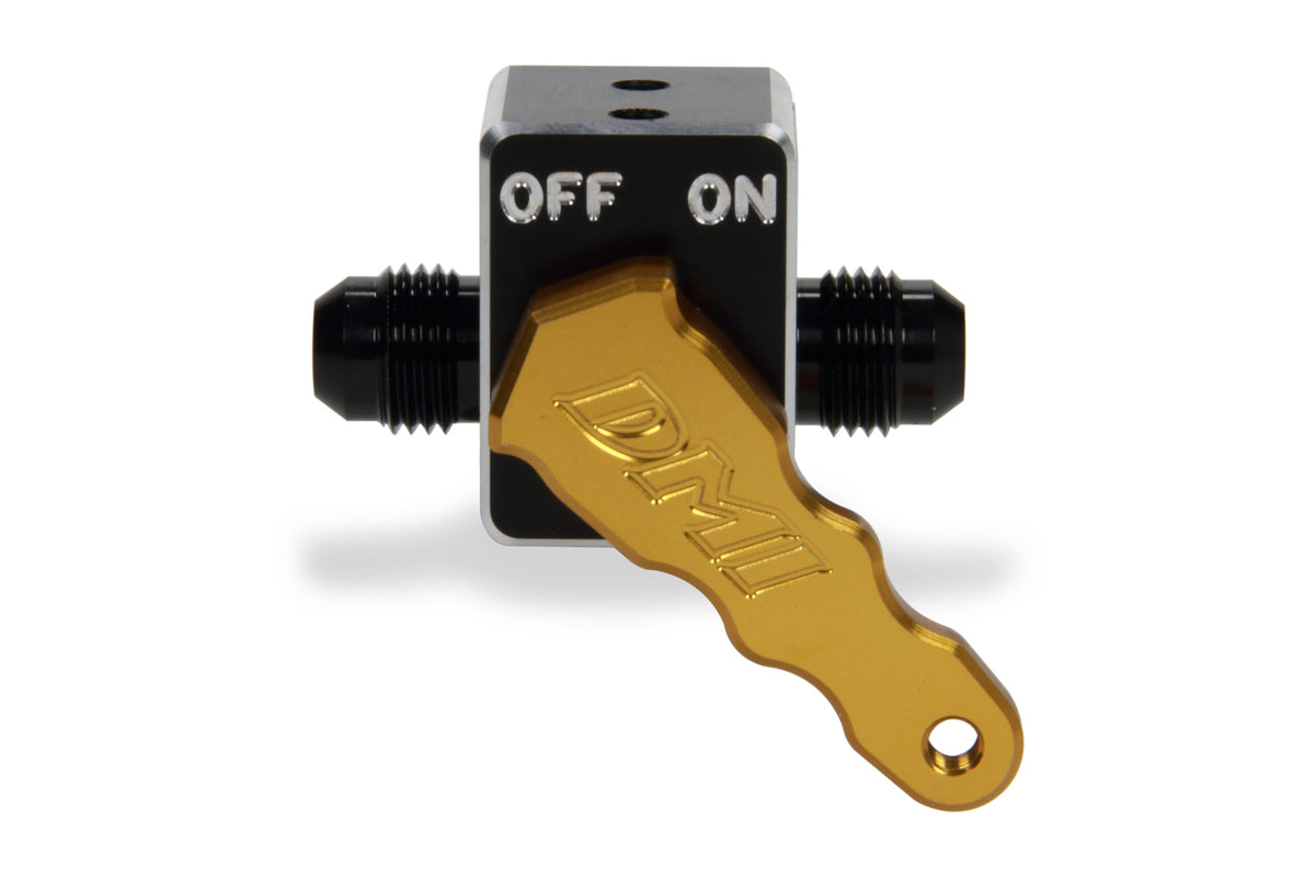 Diversified Machine FRC-1000 Aluminum Fuel Shut-Off Valve with Gold Handle, 6AN Male to 6AN Male