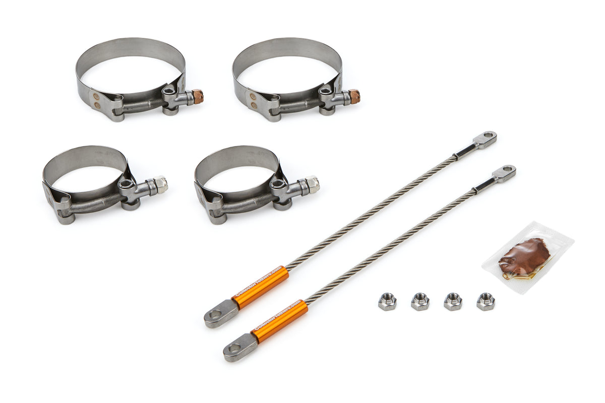 Drag Race Solutions 0010-2125-3500 Premium Tether Set with 10 Inch Cable, 2.125 Inch Primary Clamps, and 3.5 Inch Collector Clamps
