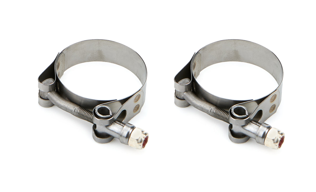 Drag Race Solutions DRR2000 T-Bolt Hose Clamp, 0.75 Inch Wide, 1.88 to 2.19 Inch Range, Stainless Steel, Pair