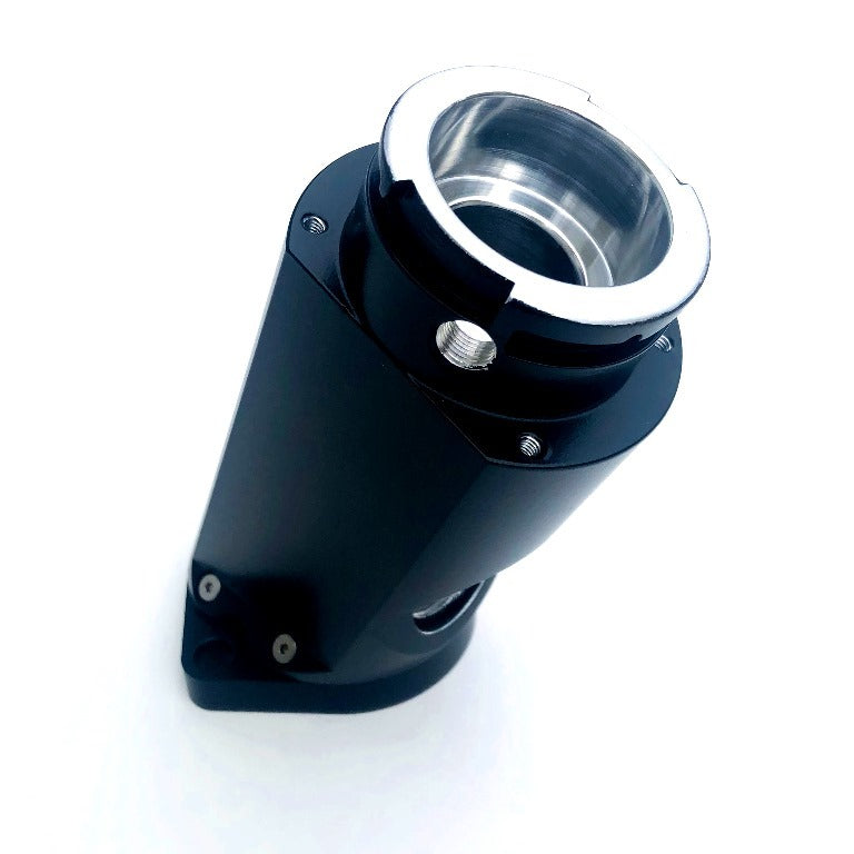 Drag Race Solutions 3300-001B Billet Water Filler Neck, 45 Degree, 12 AN Female O-Ring, Aluminum, Black Finish