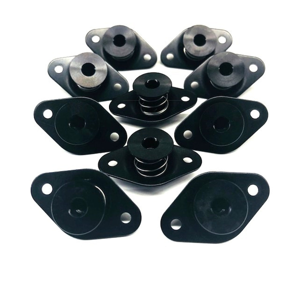 Drag Race Solutions Qtr Turn Self Eject Aluminum Fastener with Hex Head, 5/16 Inch Diameter, Black Anodized Finish, Set of 10