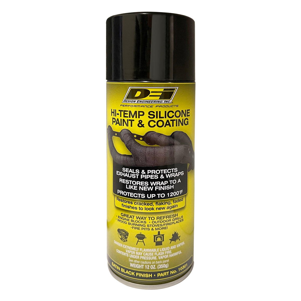 Design Engineering HT Silicone Coating 12 oz Aerosol Black High-Temperature Exhaust Wrap Coating