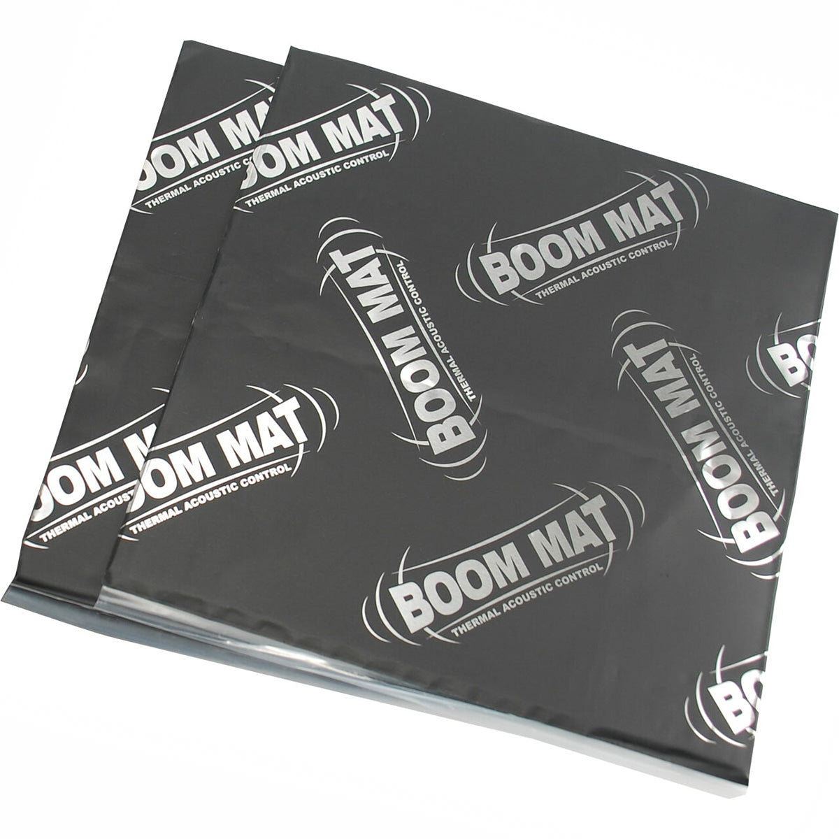 Design Engineering Boom Mat Sound Barrier Sheets 12 x 12-1/2 Inches, 1/2 Inch Thick, Aluminumized Plastic, Black and Silver, Pack of Two