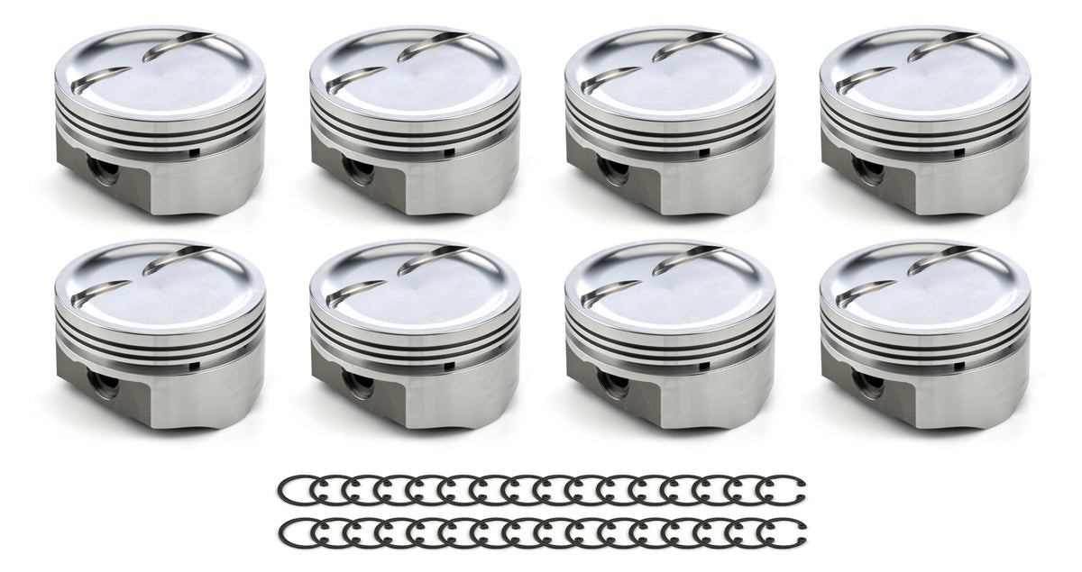 DSS Racing SBC Dished Piston Set 4.060 Inch Bore, Forged, Dish Design, 1.425 Inch Compression Height