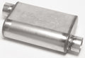 DYNOMAX 17229 Ultra Flo Welded Muffler with 3 Inch Offset Inlet and Outlet, Stainless Steel, Oval Body, 19 Inch Length