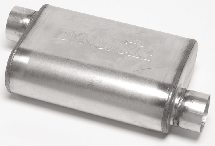 DYNOMAX 17229 Ultra Flo Welded Muffler with 3 Inch Offset Inlet and Outlet, Stainless Steel, Oval Body, 19 Inch Length