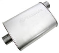 DYNOMAX 17633 Hush Thrush Muffler with 2.5 Inch Offset Inlet and Center Outlet, Steel, Aluminum Finish