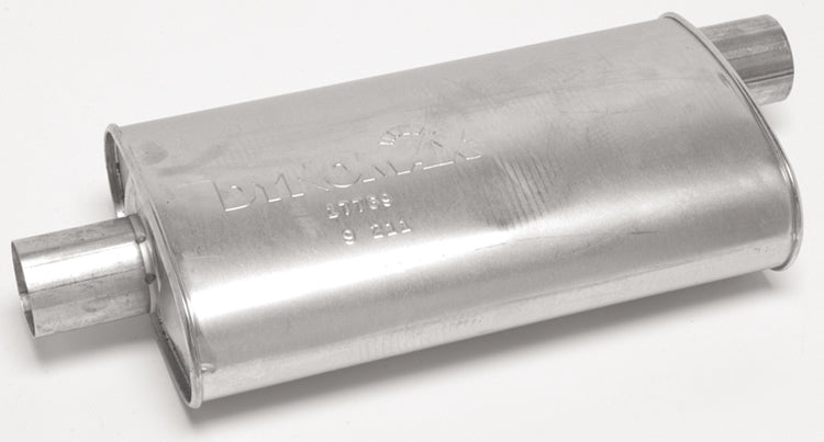 DYNOMAX 17769 Super Turbo Muffler, 3 Inch Offset Inlet, 3 Inch Center Outlet, 20 x 5.5 x 11 Inch Oval Steel Body