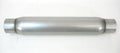 DYNOMAX Race Magnum Muffler Part Number 24219 with 3 Inch Center Inlet and Outlet, 16 Inch Round Body, Steel, Aluminumized Finish