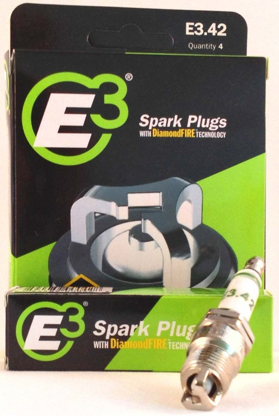 E3 Spark Plugs E3.42 Automotive Spark Plug with DiamondFire Technology, 14 mm Thread, 0.438 Inch Reach, Tapered Seat, Resistor