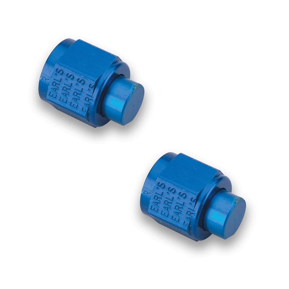 Earls #592904ERL Aluminum Blue Anodized 4 AN Fitting Cap Pair