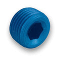Earls 593204ERL 3/8 Inch NPT Aluminum Pipe Plug with Allen Head, Blue Anodized, Pair