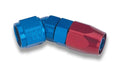 Earls #10 45 Degree Forged Swivel Hose End with Aluminum Construction and Blue/Red Anodized Finish
