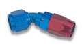 Earls #6 45 Degree Tube Swivel Fitting with Swivel-Seal for 6 AN Hoses, Aluminum Blue/Red Anodized