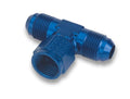 Earls #3 AN Tee Fitting with Female Swivel and Male Connections, Aluminum, Blue Anodized