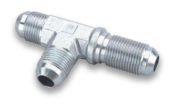 Earls #3T Bulkhead Tee with 3AN Male Fittings, Steel, Zinc Plated