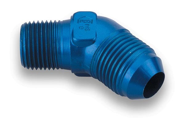 Earls 982304ERL 45 Degree #4 AN Male to 1/8 Inch NPT Male Aluminum Adapter Blue Anodized